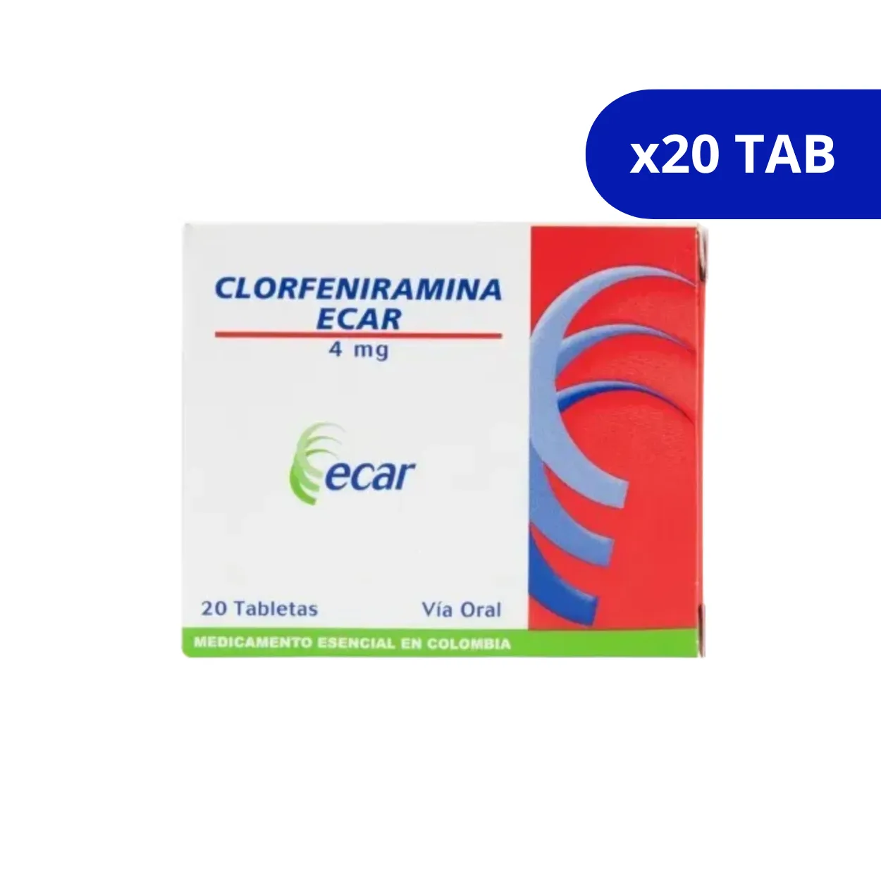 image18cxbekef8ojmfbberu2.webp CLORFENIRAMINA ECAR 4 MG X 20 TAB - Imagen 1