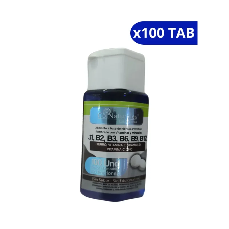 COMPLEJO B COLNATURALES B1,B2,B3,B6,B9,B12 X 100 TABLETAS MASTICABLES