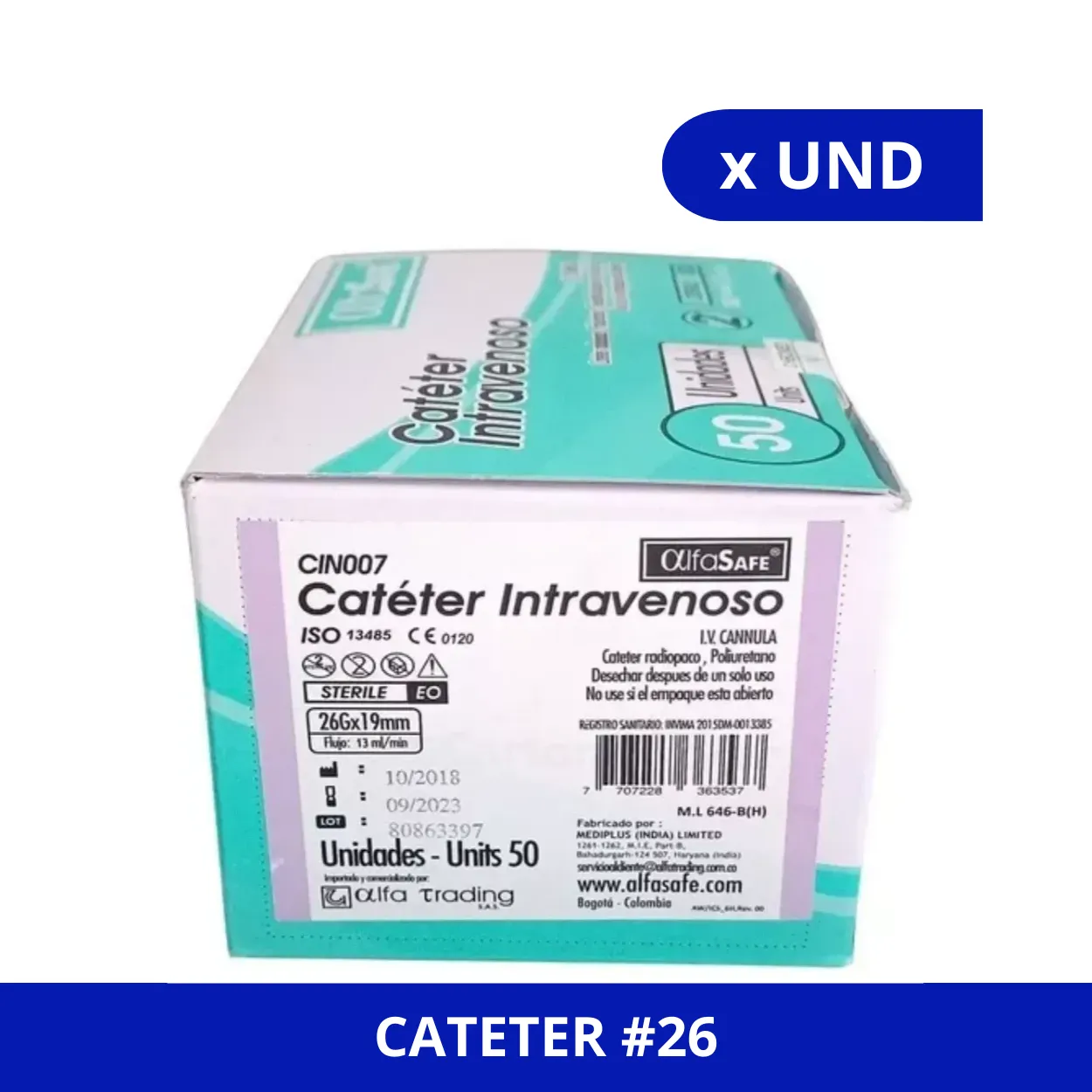 image1ffjozpkjfo9minqu7bh.webp CATETER INTRAVENOSO ALFA MORADO 26G X 19 MM - Imagen 1