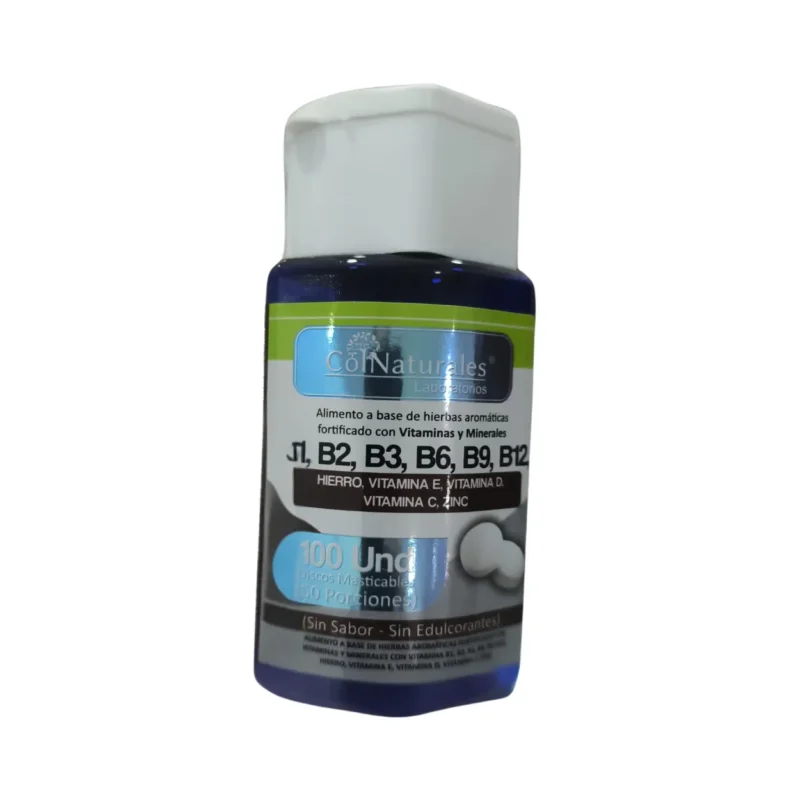 COMPLEJO B COLNATURALES B1,B2,B3,B6,B9,B12 X 100 TABLETAS MASTICABLES - Imagen 2