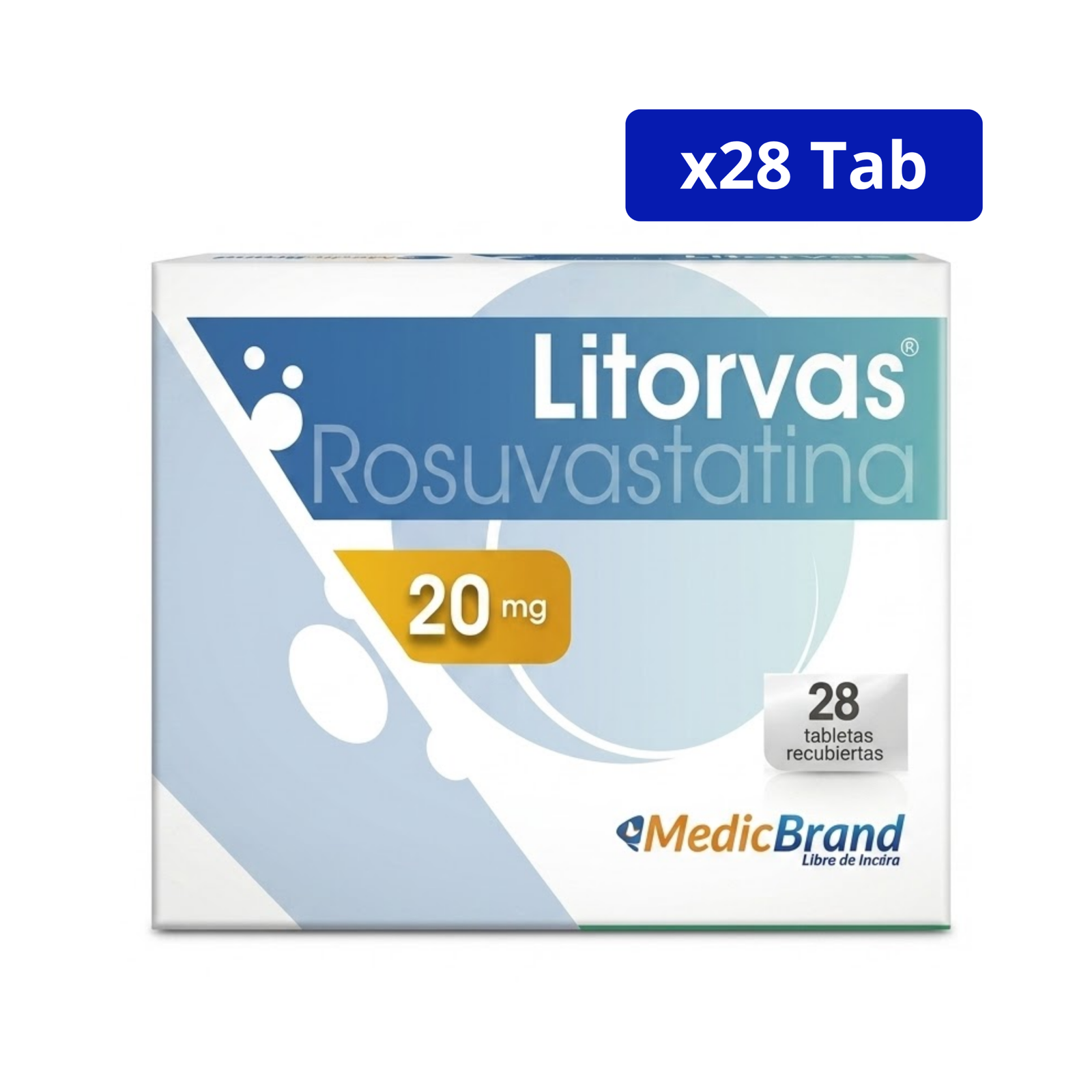 LITORVAS MEDICBRAND 20MG CAJA X 28 TBS ROSUVASTATINA LITORVAS MEDICBRAND 20MG CAJA X 28 TBS ROSUVASTATINA - Imagen 1