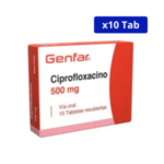 CIPROFLOXACINO GENFAR 500MG CJA X 10 TBS