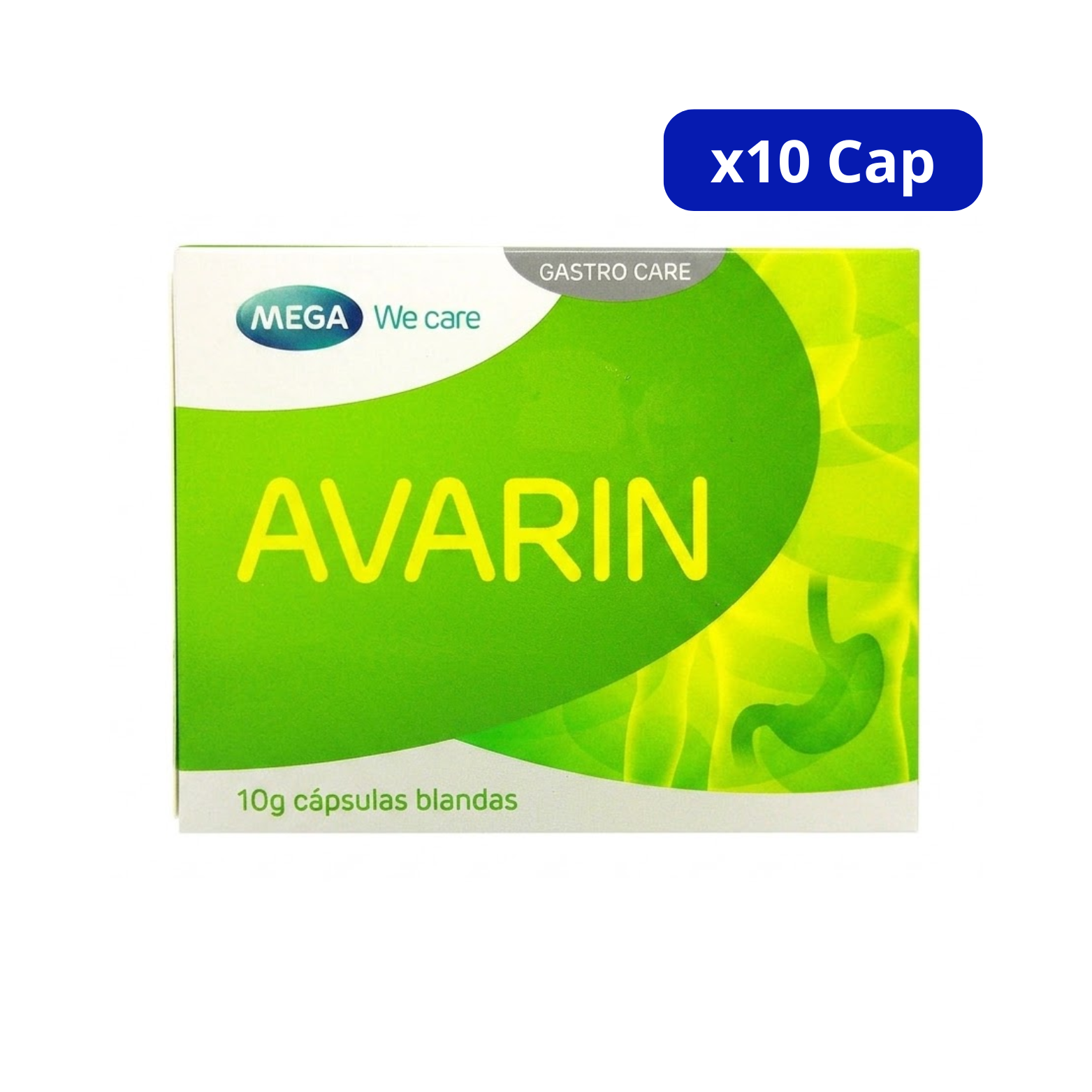 AVARIN MEGA WE CARE 300MG60MG CJA X 10CAP BLANDA SIMETICONA ALVERINA AVARIN MEGA WE CARE 300MG/60MG CJA X 10CAP BLANDA SIMETICONA ALVERINA - Imagen 1
